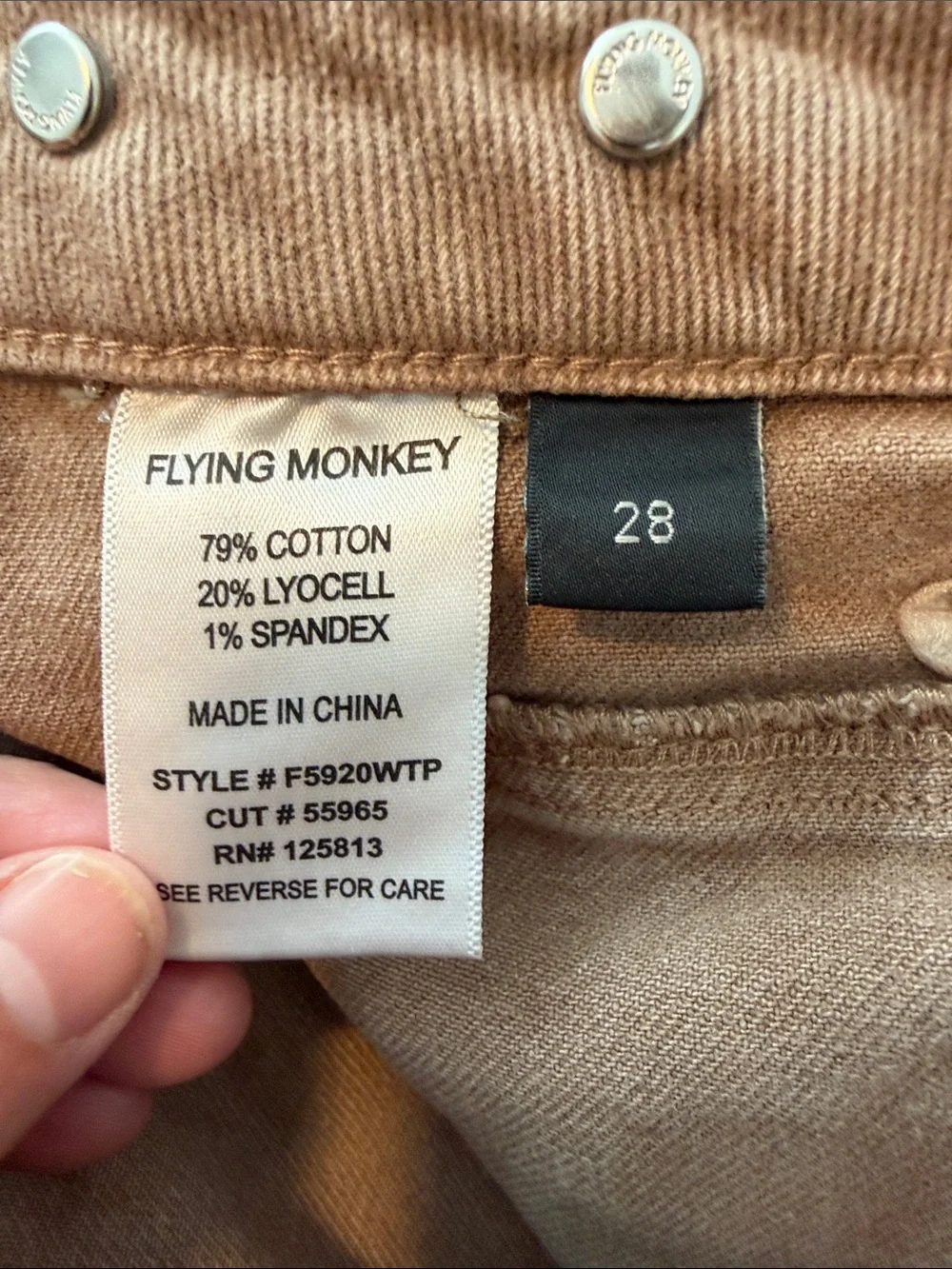 Flying Monkey Carmel High Rise Slim Wide Leg Jeans 28